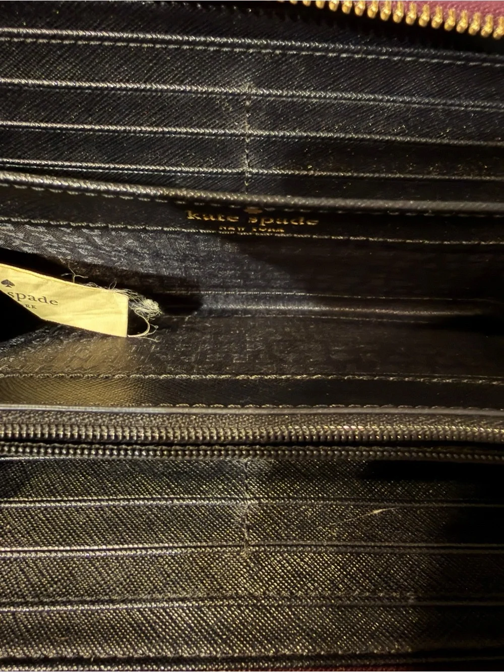 kate spade Plum Zip-Around Wallet with Gold Hardware